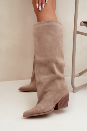 Khaki Slipper-Stiefel mit Absatz und spitzem Zehenbereich Blenia 2