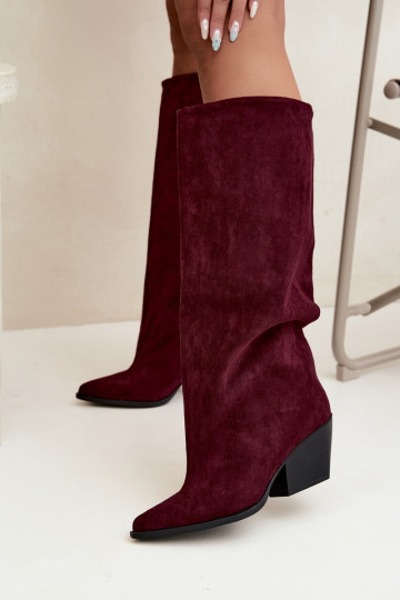 Bordeauxfarbene Slipper-Stiefel mit Absatz und spitzem Zehenbereich Blenia 2