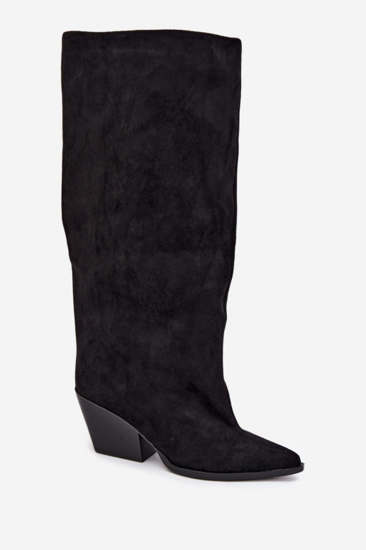 Schwarze Slipper-Stiefel mit Absatz und spitzem Zehenbereich Blenia