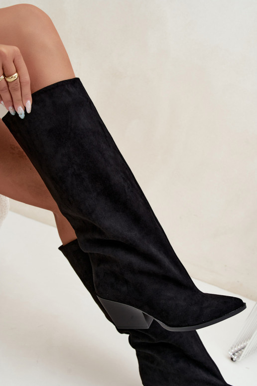 Schwarze Slipper-Stiefel mit Absatz und spitzem Zehenbereich Blenia
