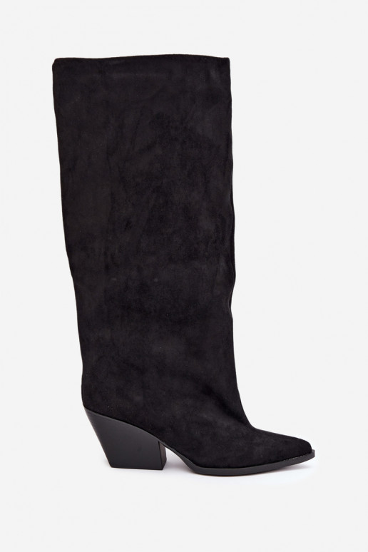 Schwarze Slipper-Stiefel mit Absatz und spitzem Zehenbereich Blenia