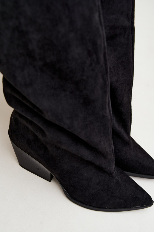 Schwarze Slipper-Stiefel mit Absatz und spitzem Zehenbereich Blenia