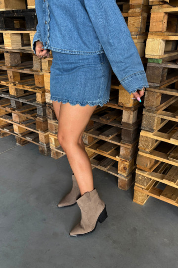 Khaki Wildleder-Cowboy-Stiefel mit Absatz Pelsa 2