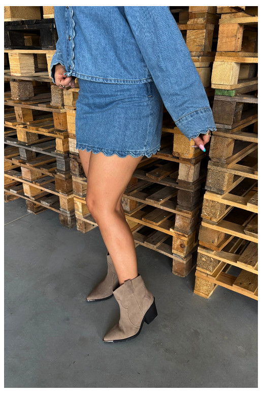 Khaki Wildleder-Cowboy-Stiefel mit Absatz Pelsa