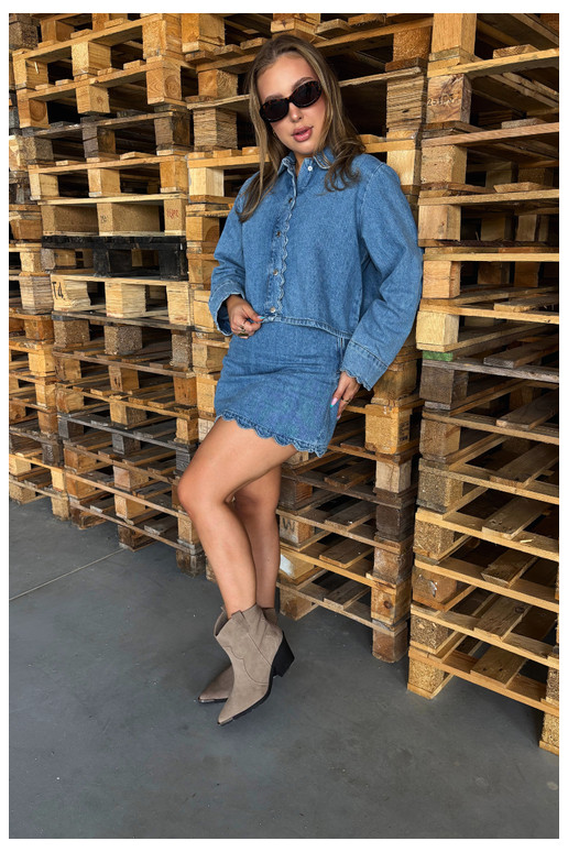 Khaki Wildleder-Cowboy-Stiefel mit Absatz Pelsa