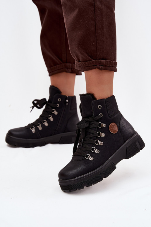 schwarze isolierte Damenstiefel mit Plattform Zaraine