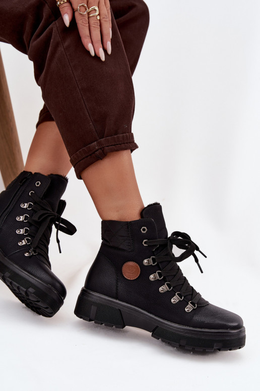 schwarze isolierte Damenstiefel mit Plattform Zaraine