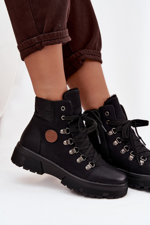 schwarze isolierte Damenstiefel mit Plattform Zaraine