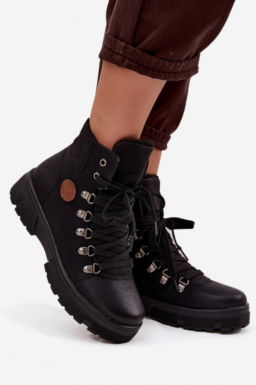 schwarze isolierte Damenstiefel mit Plattform Zaraine