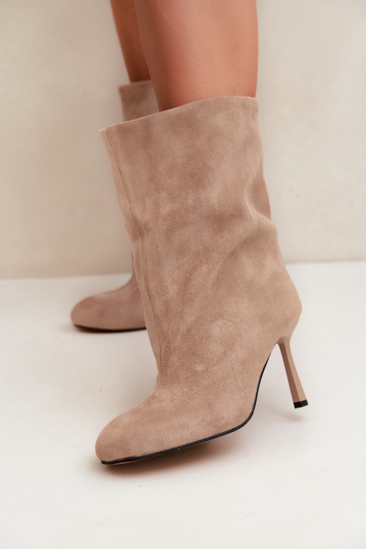 Sandfarbene Stiefeletten mit schmalen Absätzen Slouchy Penrose