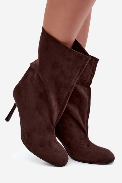 Schokoladenfarbene Stiefeletten mit schmalen Absätzen Slouchy Penrose
