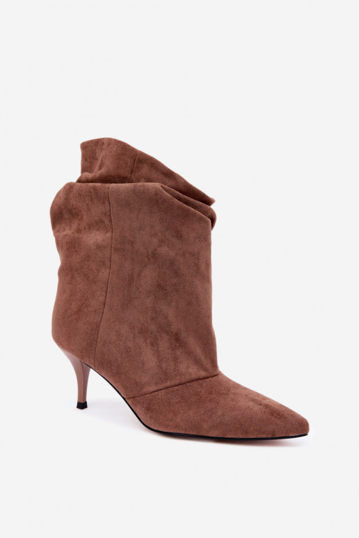 Braune Slipper-Stiefeletten mit schmalen Absätzen Slouchy Yesenia
