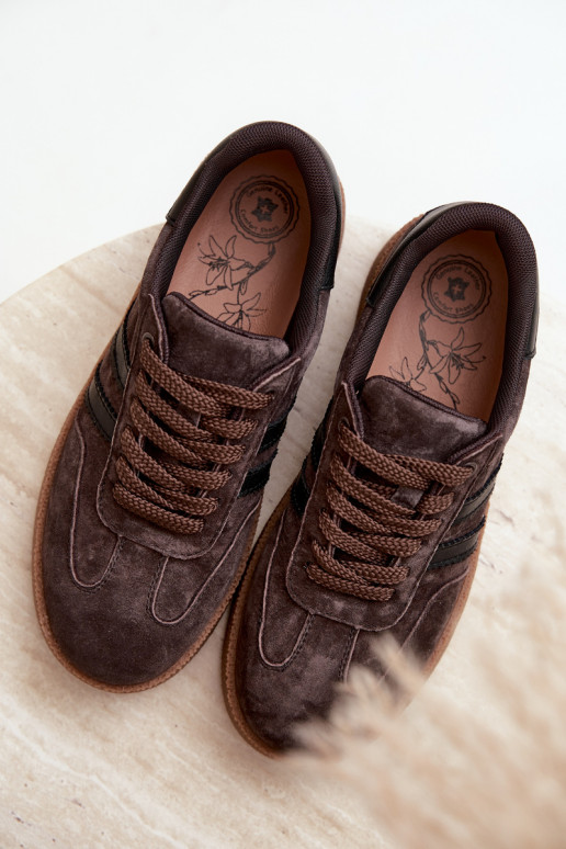 Damen-Sneaker aus schokoladenfarbenem Kunstveloursleder Bellmont