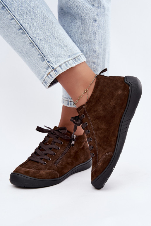 Damen Schuhe aus schokoladenfarbenem Kunstveloursleder Brindle