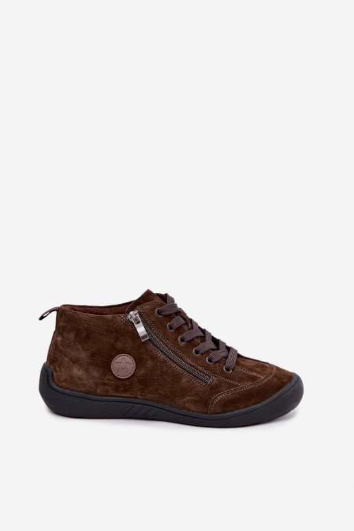 Damen Schuhe aus schokoladenfarbenem Kunstveloursleder Brindle