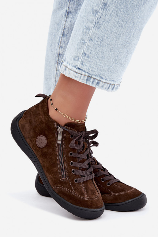 Damen Schuhe aus schokoladenfarbenem Kunstveloursleder Brindle