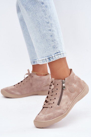 Damen Schuhe aus sandfarbenem Kunstveloursleder Brindle 2