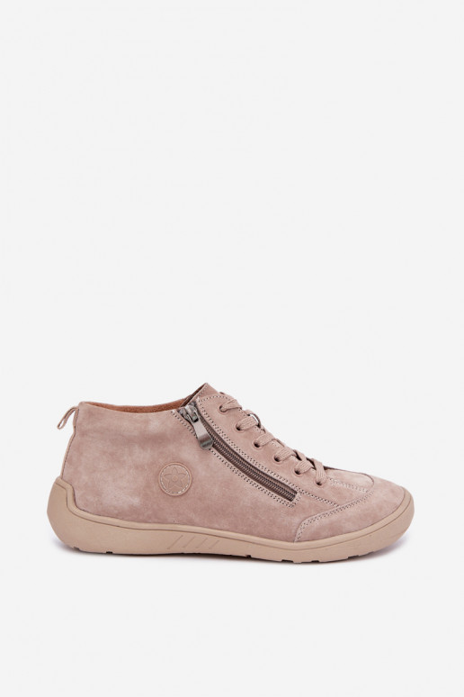 Damen Schuhe aus sandfarbenem Kunstveloursleder Brindle