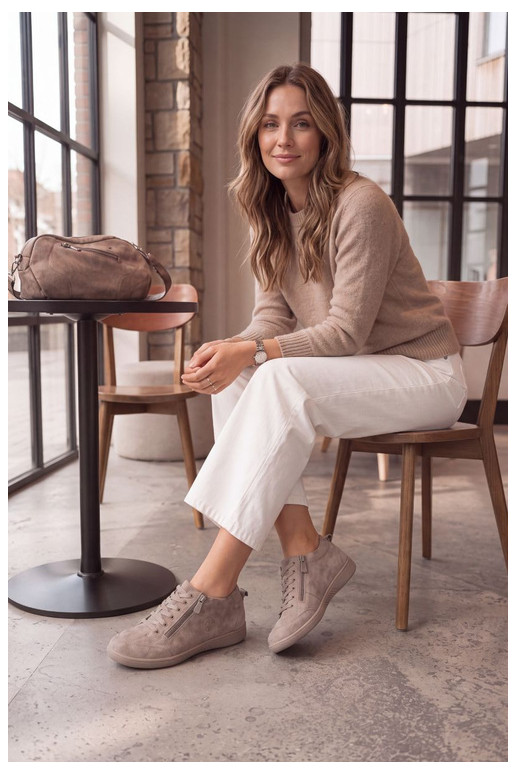 Damen Schuhe aus sandfarbenem Kunstveloursleder Brindle