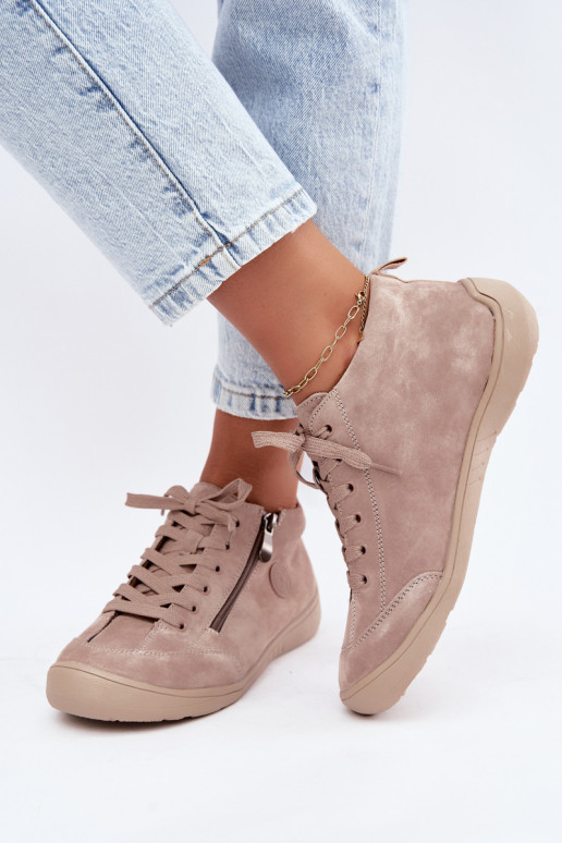 Damen Schuhe aus sandfarbenem Kunstveloursleder Brindle