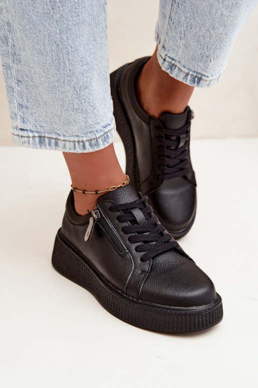 Damen-Sneaker mit Plattform aus schwarzem Kunstleder Corisa