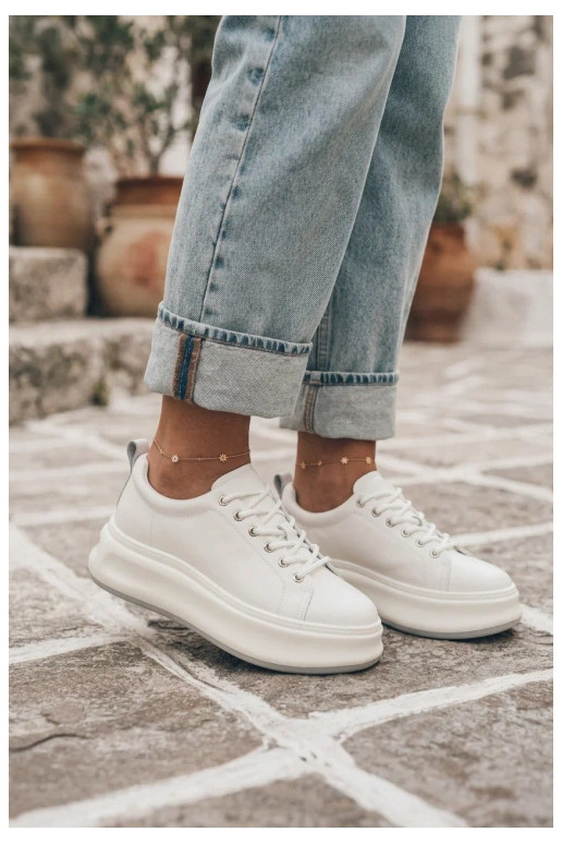 Weiße Damen Sneaker mit Plateau GOE SS2N4021