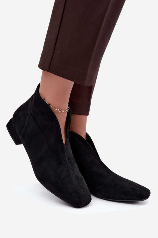 Schwarze niedrige Stiefeletten Cut Out mit breiten Absätzen Canella
