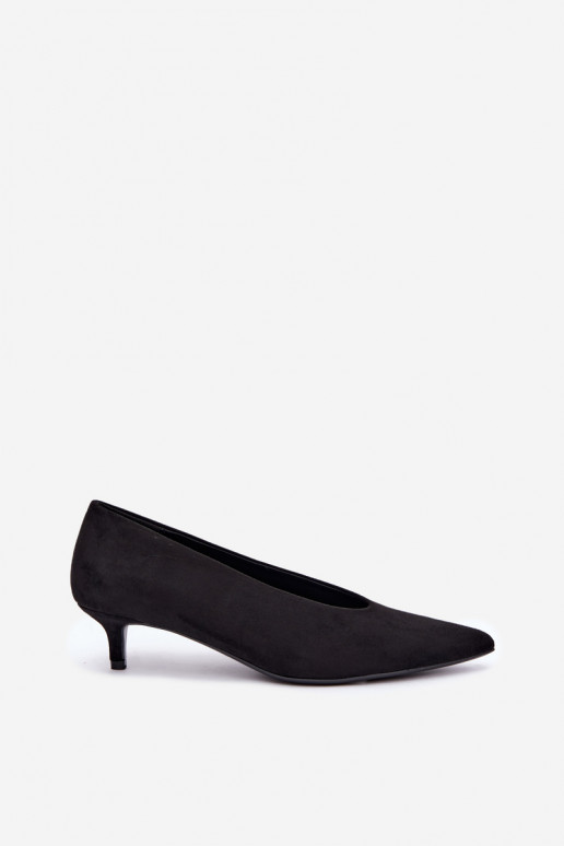 Schwarze Wildlederschuhe mit Kitten Heel Nuretta