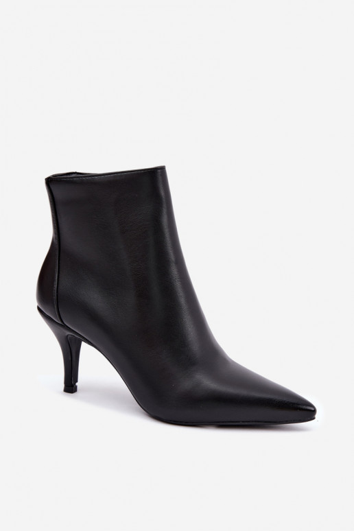 Schwarze Stiefeletten mit schmalen Absätzen und spitzen Zehen aus Kunstleder Niretta