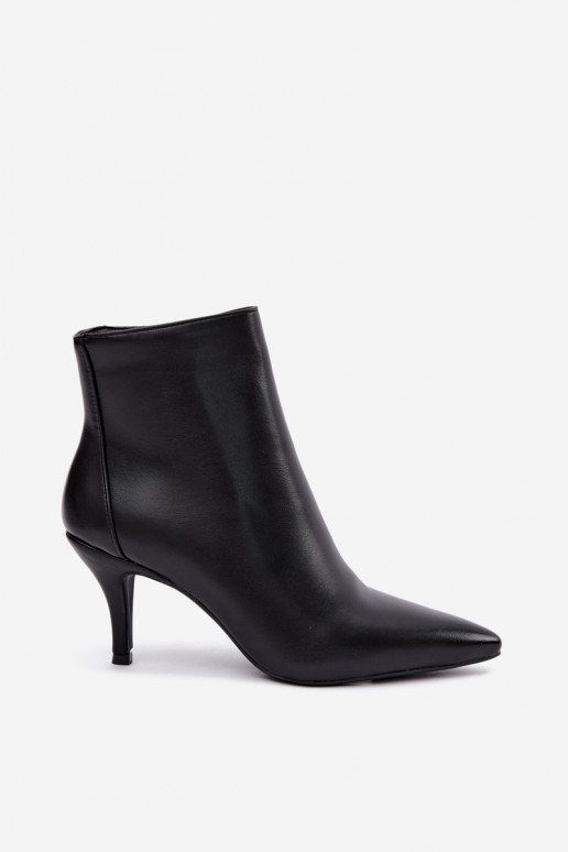 Schwarze Stiefeletten mit schmalen Absätzen und spitzen Zehen aus Kunstleder Niretta