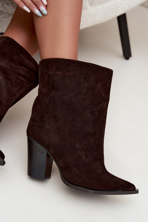 Damen Stiefeletten mit spitzem Vorderteil in Schokoladenfarbe Hileta