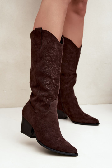 Cowboy-Stiefel kniehoch mit Absatz in schokoladenfarbener Farbe Hartley
