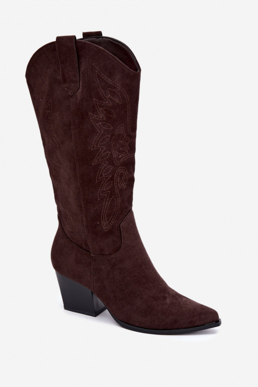 Cowboy-Stiefel kniehoch mit Absatz in schokoladenfarbener Farbe Hartley