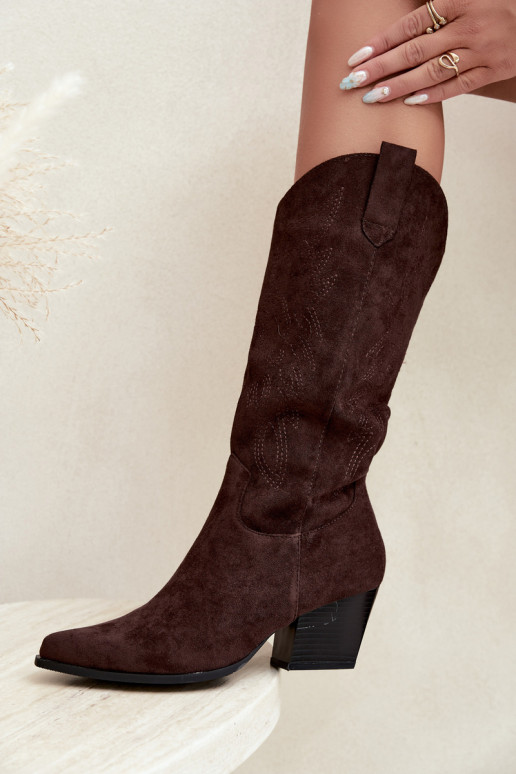 Cowboy-Stiefel kniehoch mit Absatz in schokoladenfarbener Farbe Hartley