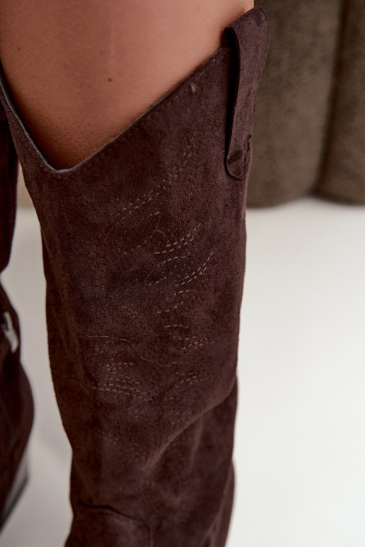Cowboy-Stiefel kniehoch mit Absatz in schokoladenfarbener Farbe Hartley