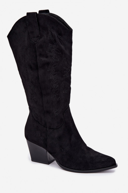 Lange Cowboy-Stiefel mit Absätzen in schwarzer Farbe Hartley