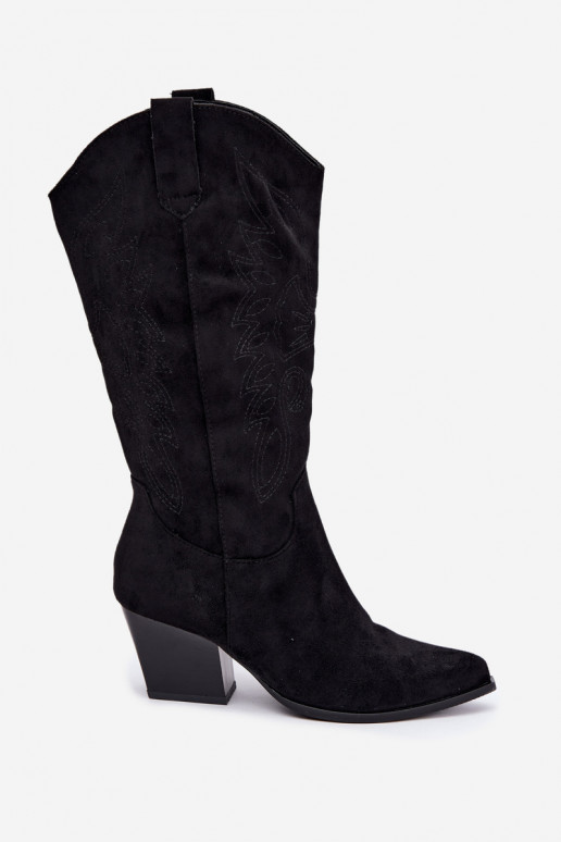 Lange Cowboy-Stiefel mit Absätzen in schwarzer Farbe Hartley