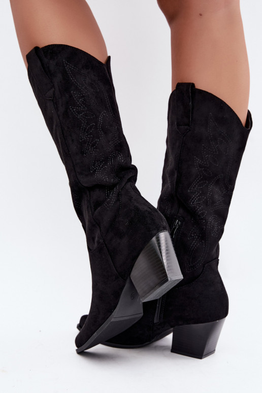 Lange Cowboy-Stiefel mit Absätzen in schwarzer Farbe Hartley