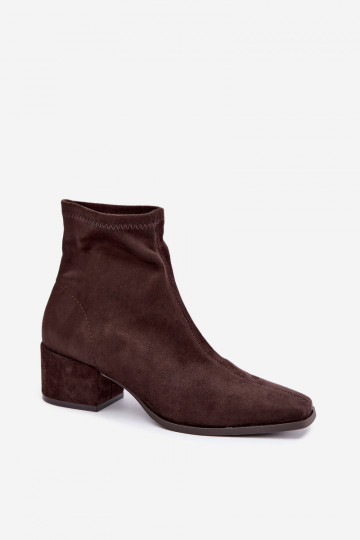 Damen Stiefeletten mit Absatz Typ Klocek in Schokoladenfarbe Rosley 2