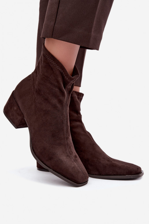 Damen Stiefeletten mit Absatz Typ Klocek in Schokoladenfarbe Rosley