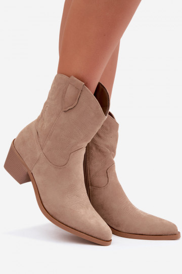gefütterte Cowboy-Stiefeletten mit Absatz in Sandfarbe Corlie