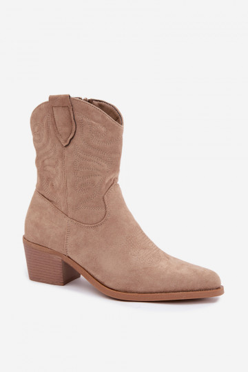 gefütterte Cowboy-Stiefeletten mit Absatz in Sandfarbe Corlie 2
