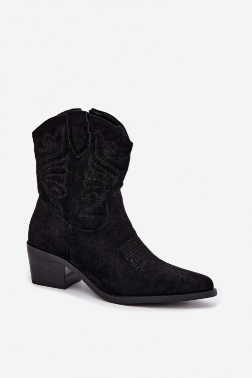 gefütterte Cowboy-Stiefeletten mit Absatz in schwarzer Farbe Corlie