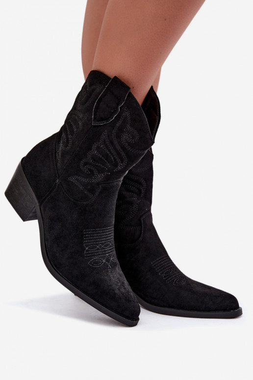 gefütterte Cowboy-Stiefeletten mit Absatz in schwarzer Farbe Corlie