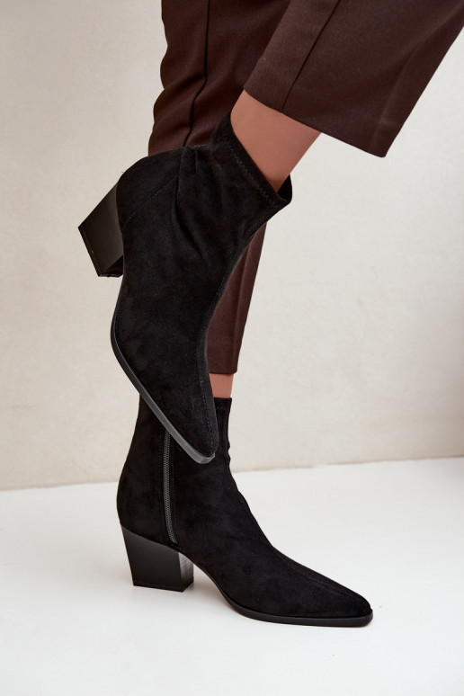 damen Stiefeletten mit schrägen Absätzen in Schwarz Atina