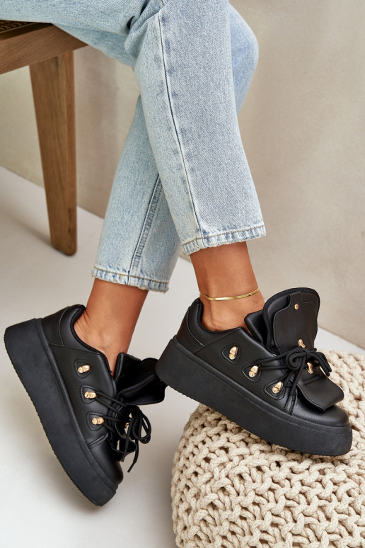 Damen Sneakers mit Plattform in schwarz
