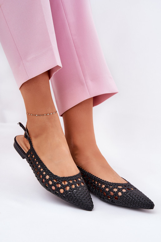 Ballerinas mit breiten Absätzen in schwarz