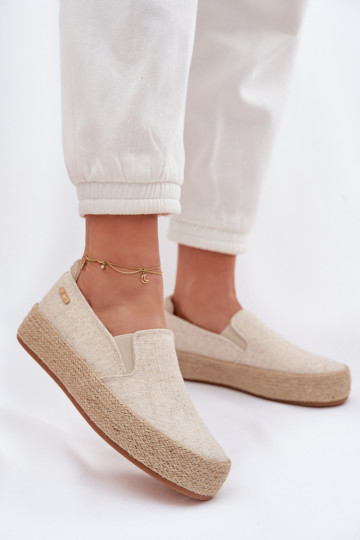 Sandfarbene Espadrilles mit Plattform Big Star TT274089 2