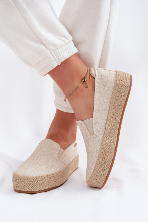 Sandfarbene Espadrilles mit Plattform Big Star TT274089