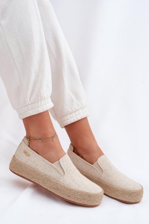 Sandfarbene Espadrilles mit Plattform Big Star TT274089
